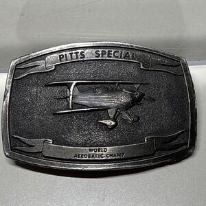 Vtg Belt Buckle Pitts Special World Aerobatic Champ Lewis Buckles Chicago 1974